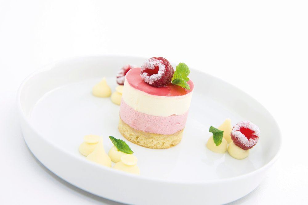 Dessert exotic, passion & raspberry