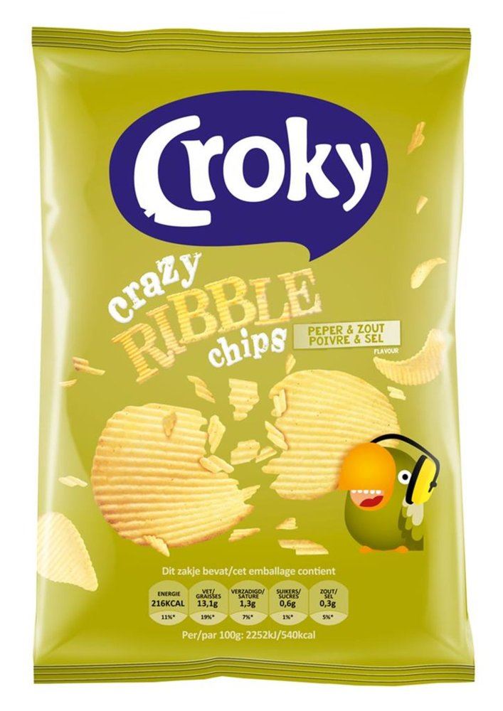 Croky crazy ribble chips peper & zout