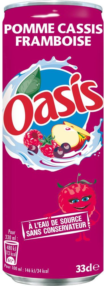 Oasis appel-zwarte bes-framboos blik 33 cl