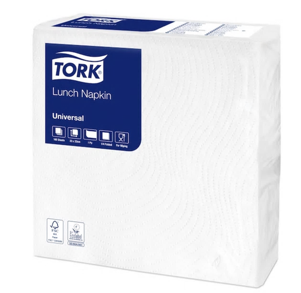 Tork serviette lunch blanche - 33x33 cm
