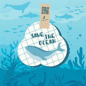 Serviette Save the ocean - 33x33 cm