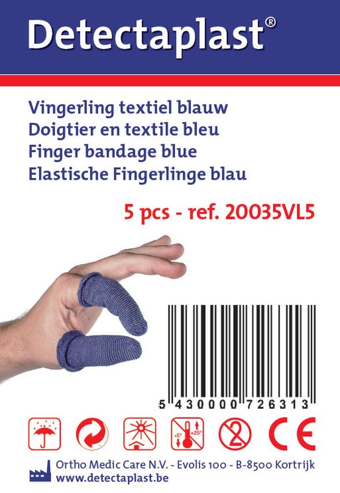 Blauwe textiel vinger bobbies large