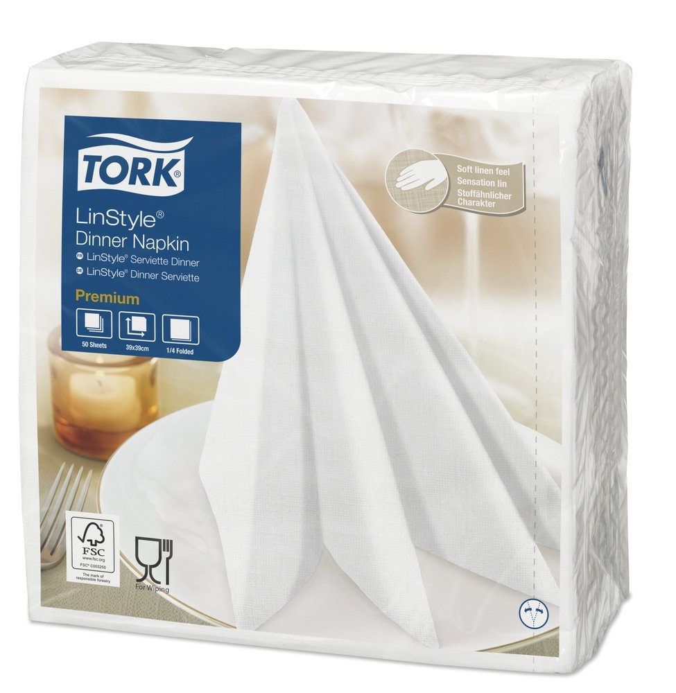 Tork Linstyle serviette dinner blanche - 39x39 cm