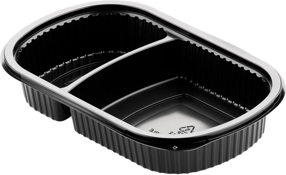 Meal box noir 2-comp - 24x15x4 cm