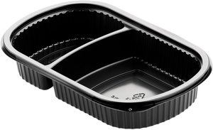 Meal box zwart 2-comp - 24x15x4 cm