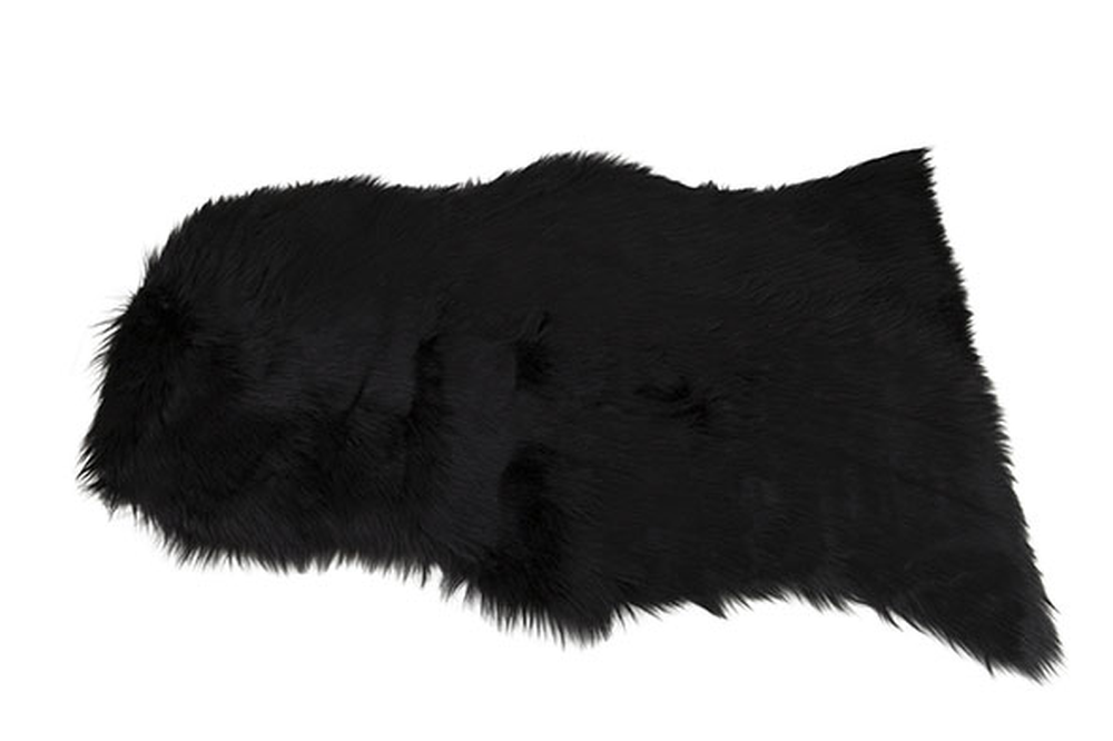Fourrure faux fur noir polyester - 65x102 cm