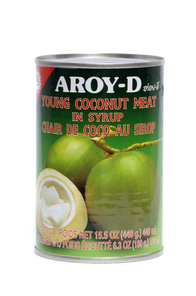 Young coconut meat in syrup