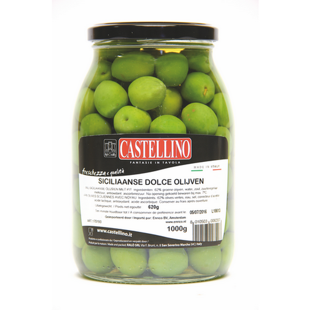 Groene Dolce olijven Siciliaans