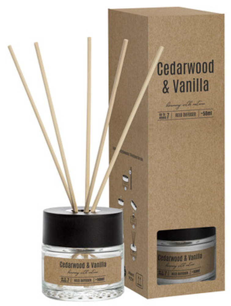 Geurstokjes cedarwood vanilla 50 ml - Ø6,3xH21 cm
