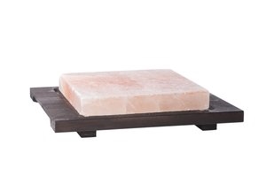Pièrre de sel carré base en bois wenge - 20x20x3 cm