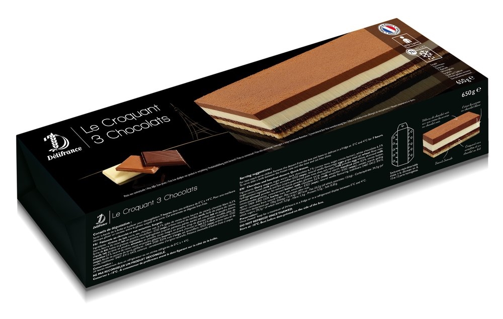 27959 Lange entremets krokant met 3 soorten chocolade 33 cm