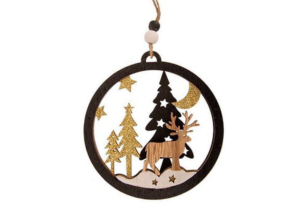 Hanger kerstboom black Xmas Tree deer - 13x6xH12 cm