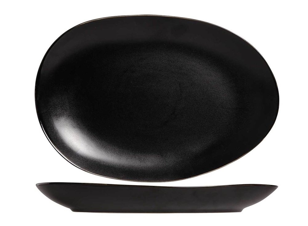 Vongola assiette plate ovale noire - 35,5x24,8 cm